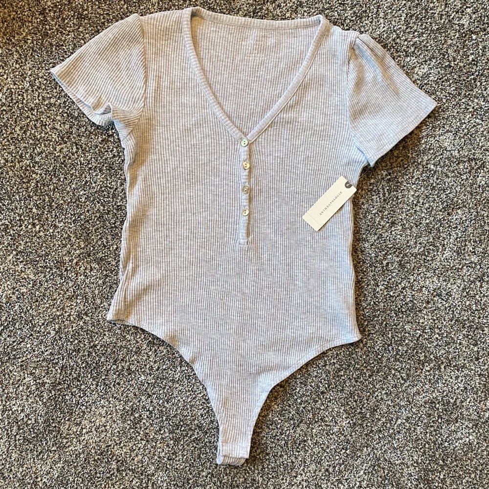 Anthropologie XS Gray Bodysuit NWT